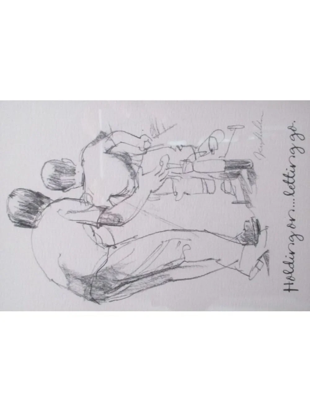 Hallmark Ken Sheldon Framed Sketch 'Holding OnLetting Go' Father & Son Art 10x8